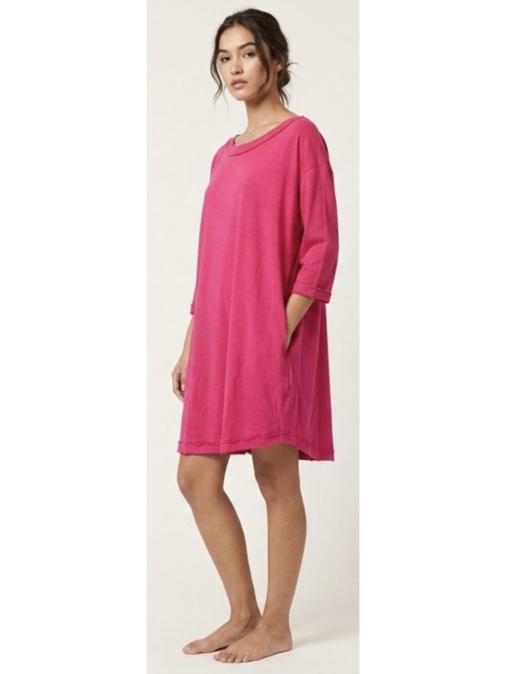 FREE PEOPLE FP BEACH Roca Extreme Essential Tee Mini Dress Sangria Sunset Small